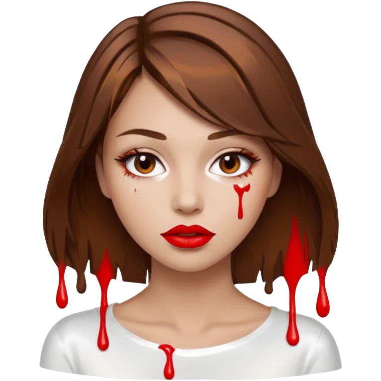 Brown Hair, Woman, white paint drip, face, hot, Sexy, lips emoji