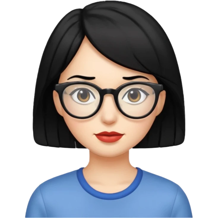 Mujer de pelo negro con lentes emoji