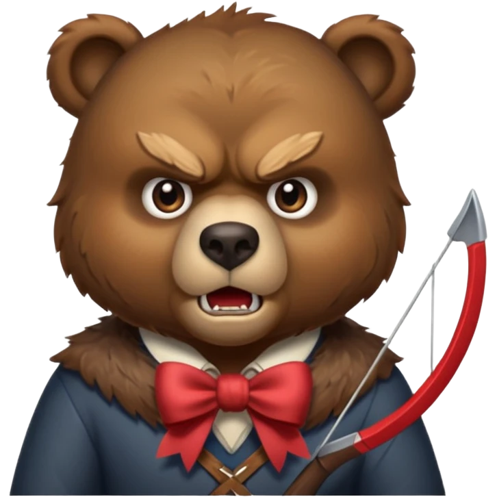 angry bear with a bow, portrait, bust up emoji