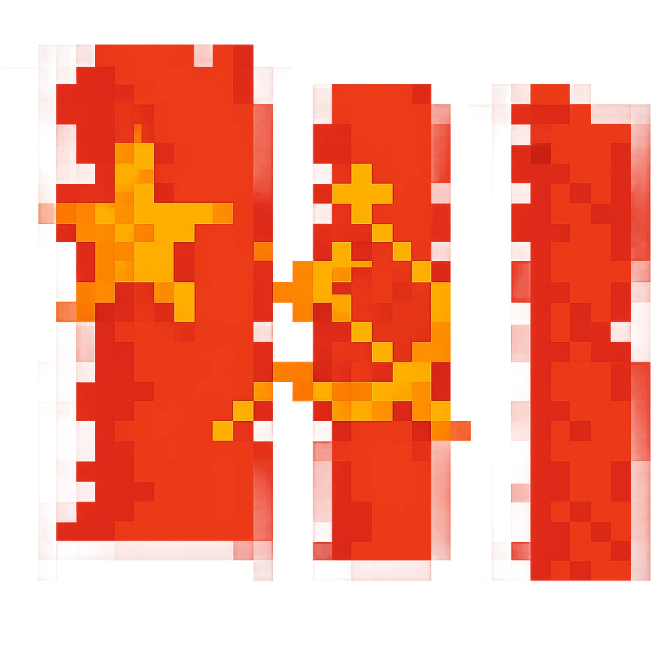 Soviet Union flag in pixel art style with a star and a gradient emoji