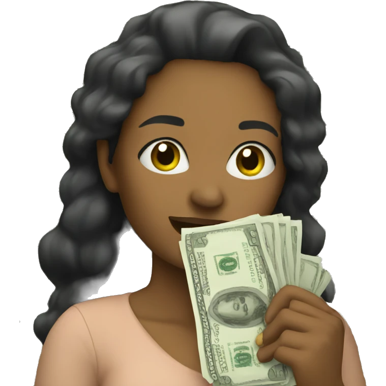Woman holding cash emoji