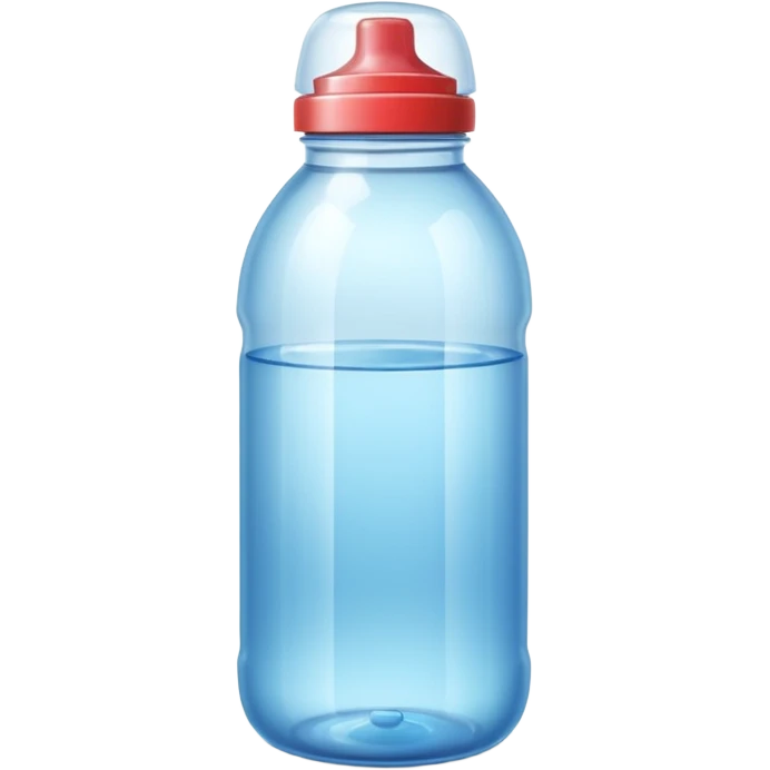 water bottle object icon, transparent bottle with water inside, glossy plastic, 3D cartoon, soft shadow, mobile game icon style, centered, clean background, no text, no watermark
 emoji