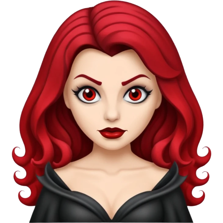 vampira com a cor de pele cinza, cabelo ondulados emoji