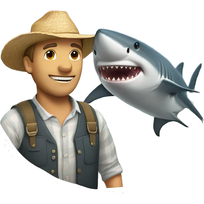 Shark with farmer emoji