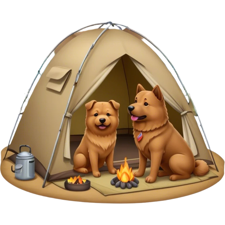 Chow and shepherd dog camping  emoji