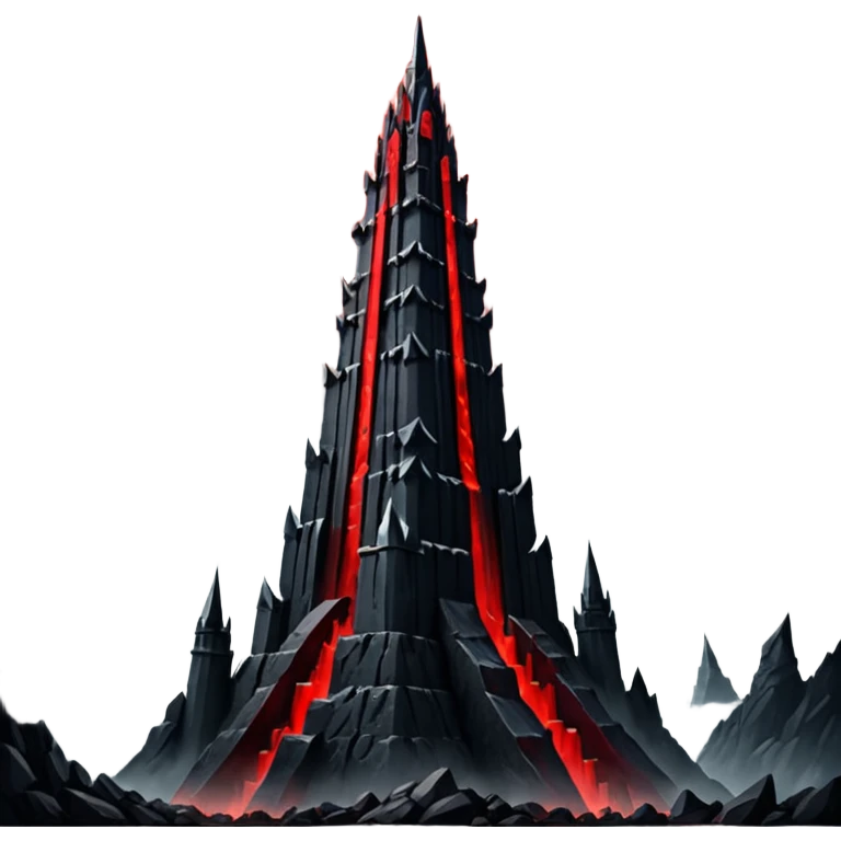 Barad Dúr from Lord of the Rings, Dark, giant Tower, with red beams shooting from the top into the sky emoji