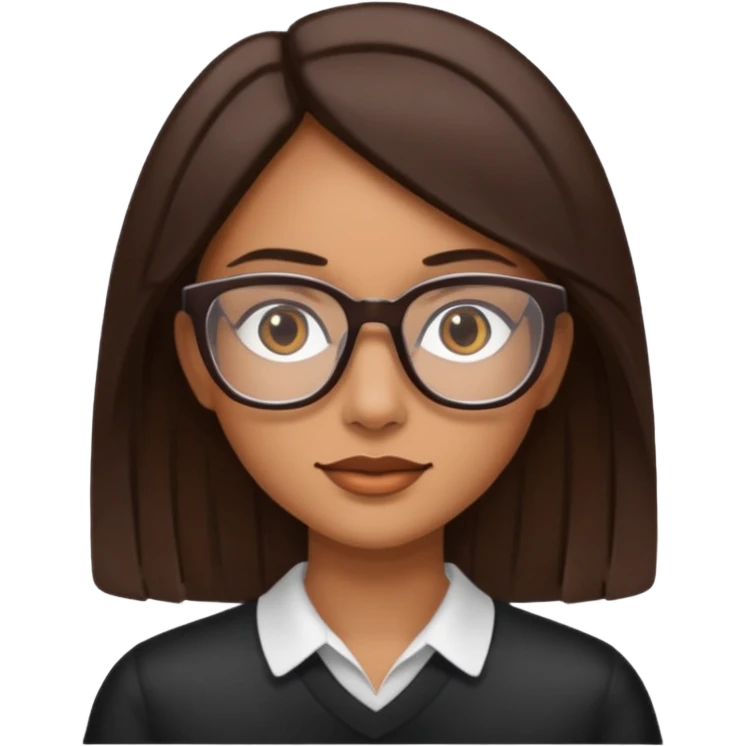 woman with tan skin, shoulder length straight dark-brown hair and glasses emoji