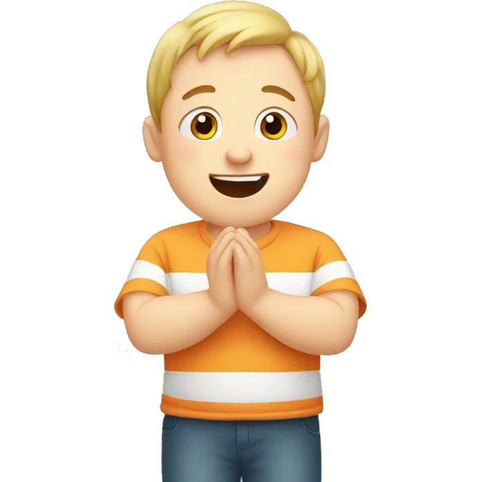 Guy with down syndrome clapping with hands emoji