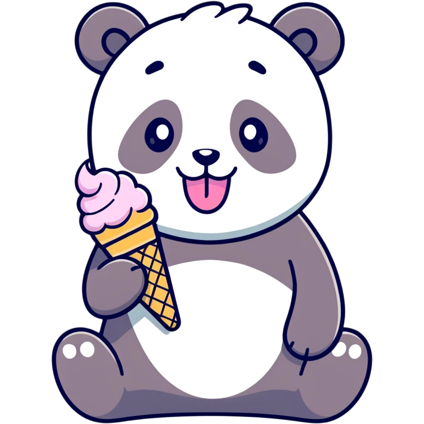 Panda eating ice cream emoji