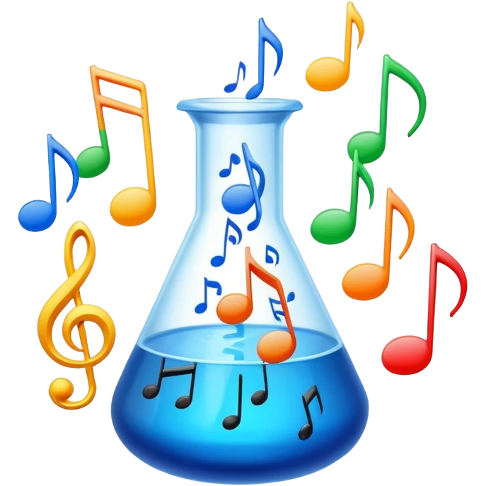 blue flask beaker with music coming out emoji