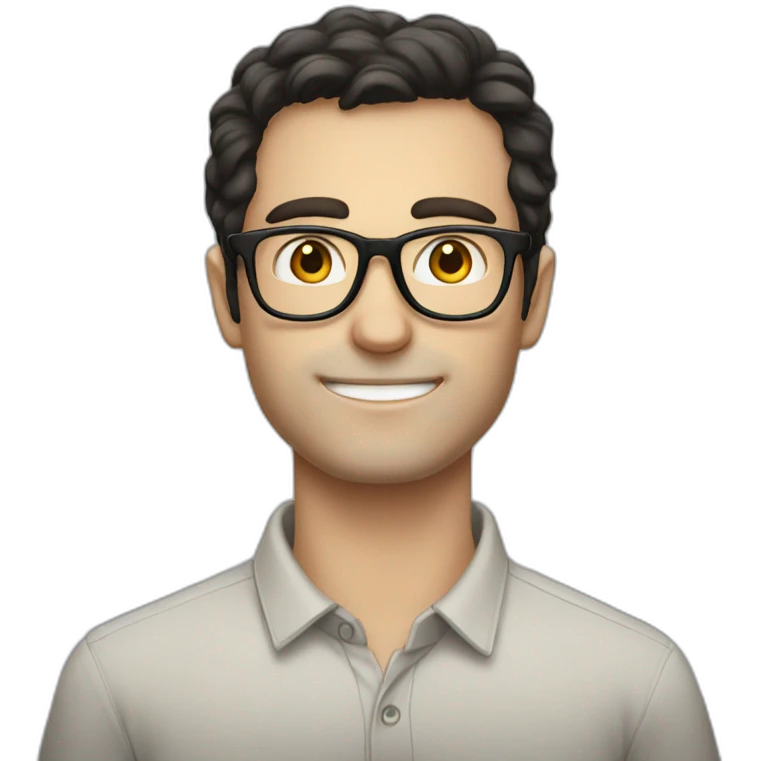 Tall white french guy with dark hair and glasses emoji