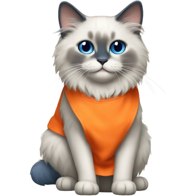 Blue point Ragdoll cat wearing an orange apron  emoji