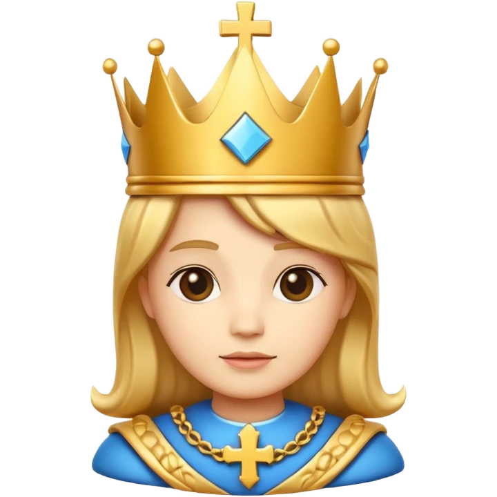 
cute chess king character icon, royal king crown, cross detail on top, 3D cartoon, glossy material, soft shadow, mobile game icon style, centered, clean background, no text, no watermark
 emoji