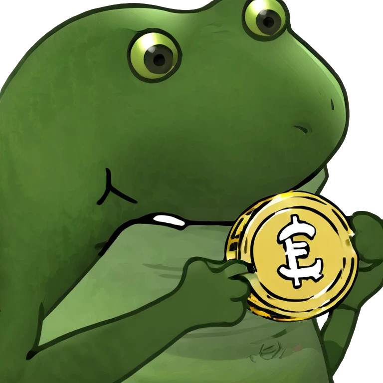bufo frog (pepe) holding a gold coin emoji