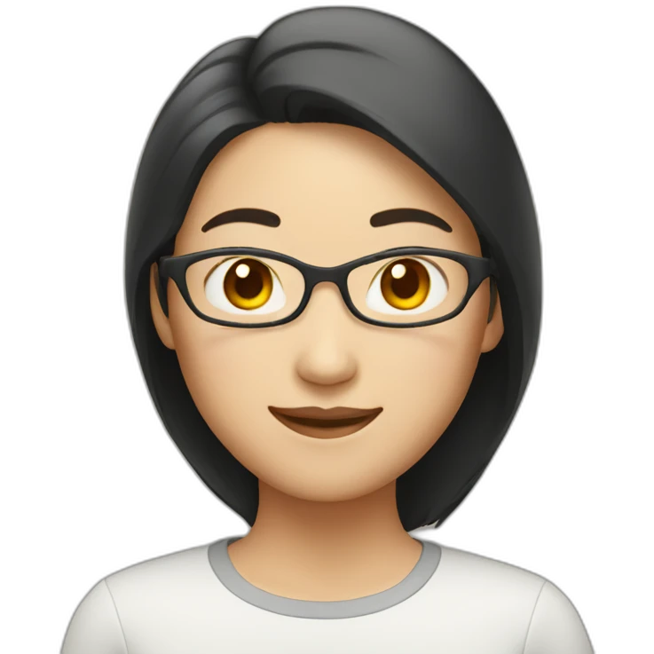 asian woman without glasses and smiling emoji