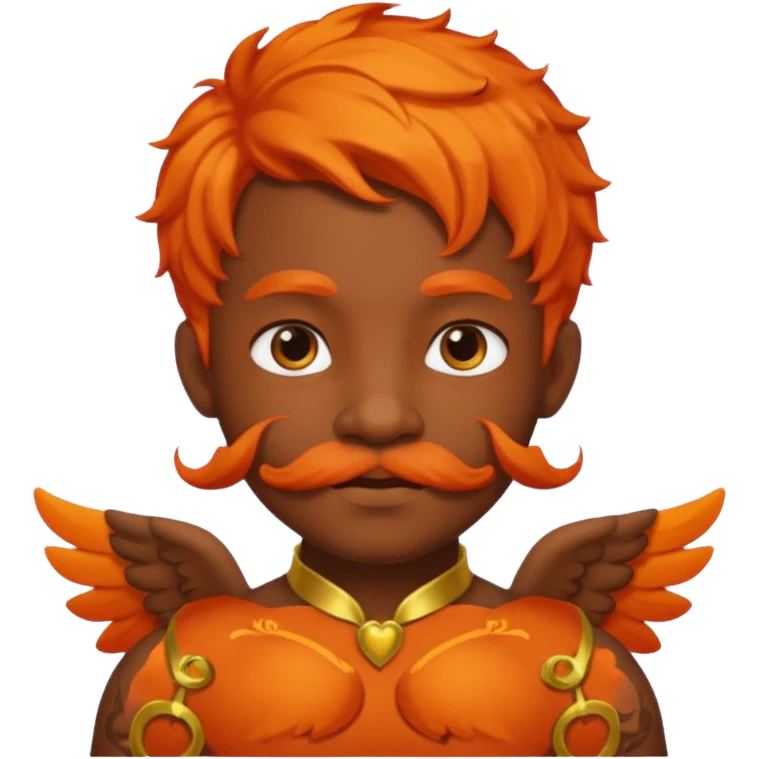 Black cupid with orange hair and mustache emoji
