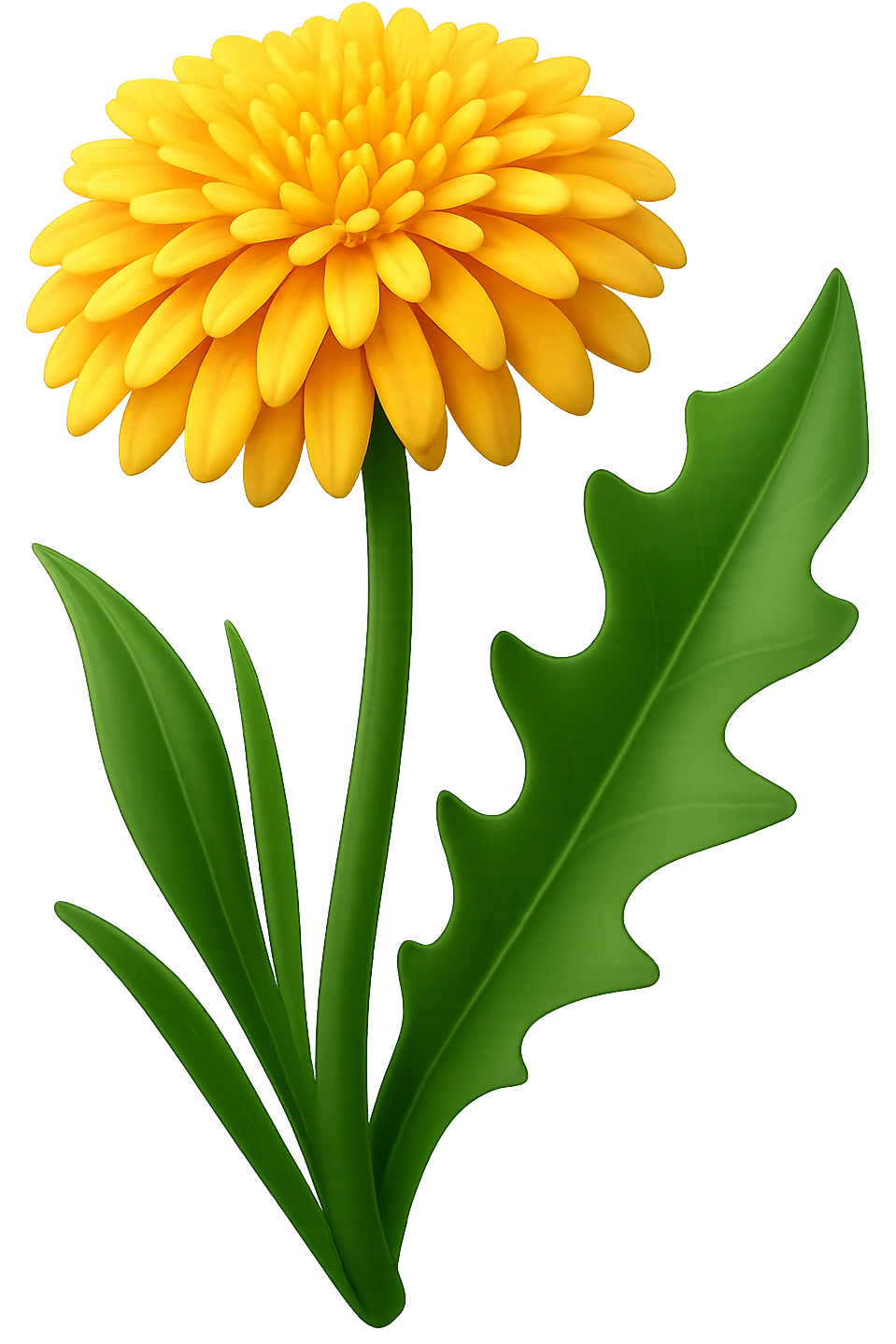 Make the dandelion more volumetric with added depth, realistic shadows and lighting, while preserving the iOS emoji style. Keep the background transparent. emoji
