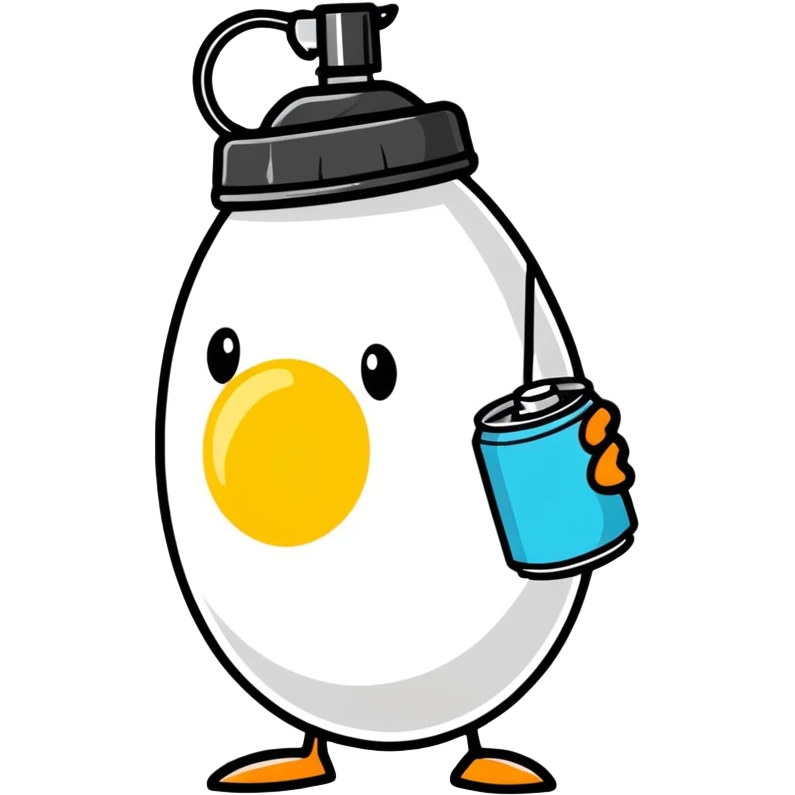 egg holding a can of spray paint emoji