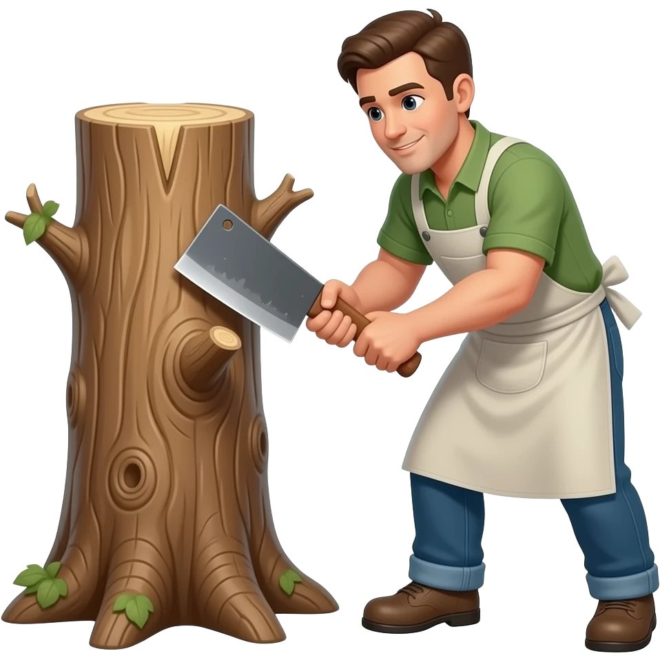 hombre talando arbol emoji