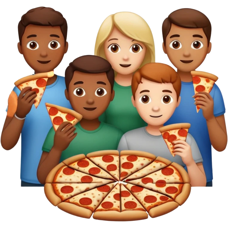 4 friends eating pizza  emoji