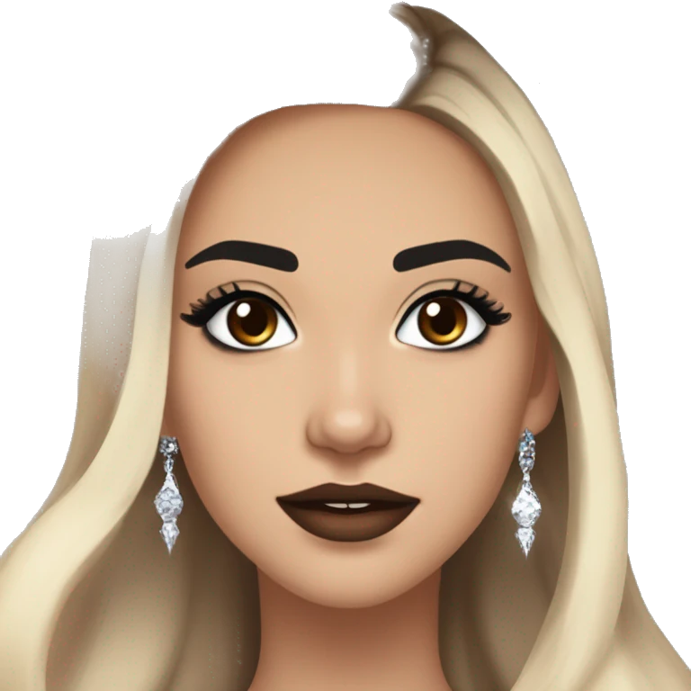 Maddy Perez euphoria show teenager: warm brown eyes, bold black sharp eyeliner, dark arched brows, full nude-berry lips, light skin, high cheekbones, sleek dark brown long hair in waves/ponytail, sparkly rhinestones on eyelids 

 emoji