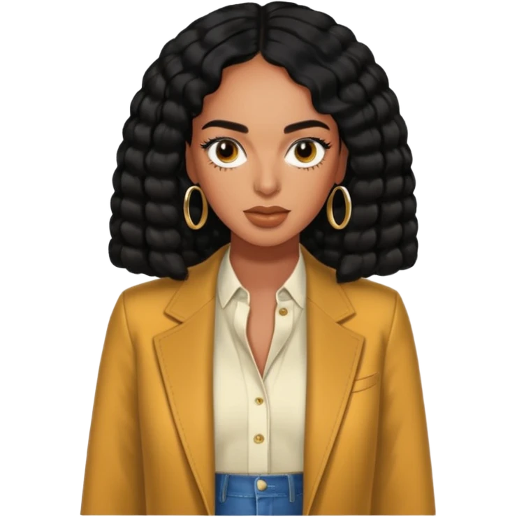 Solange Knowles with black hair emoji