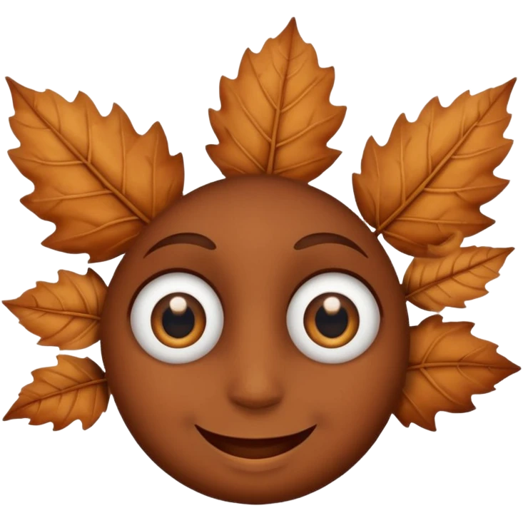 single comic dryleaf with eyes and a smile in brown less face emoji