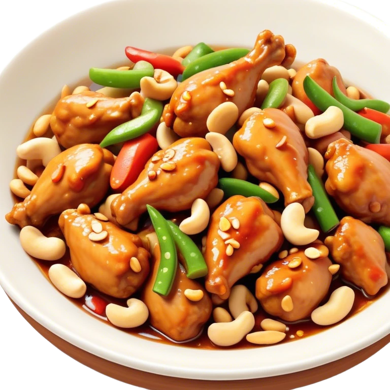 Cinematic Realistic Kung Pao Chicken Dish Emoji, showcasing spicy, stir‚Äêfried chicken with peanuts and vegetables rendered with dynamic textures and vibrant lighting. emoji