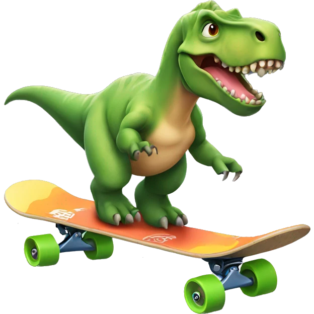 Dinosaur on a skateboard emoji