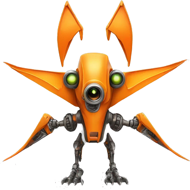 orange pterodactyl robot mechanical with one eye emoji