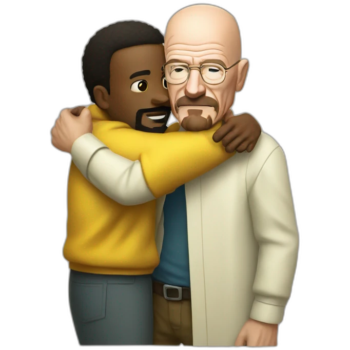 walter white hugging a black guy emoji