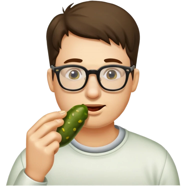 man with glasses eating a pickle emoji