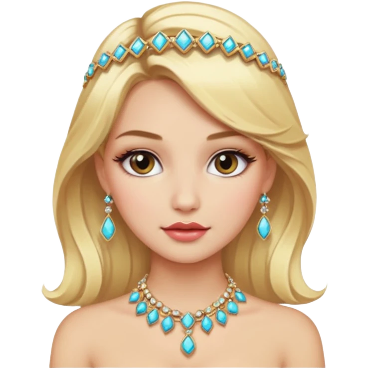 fancy blonde hair girl with makeup and jewellery emoji