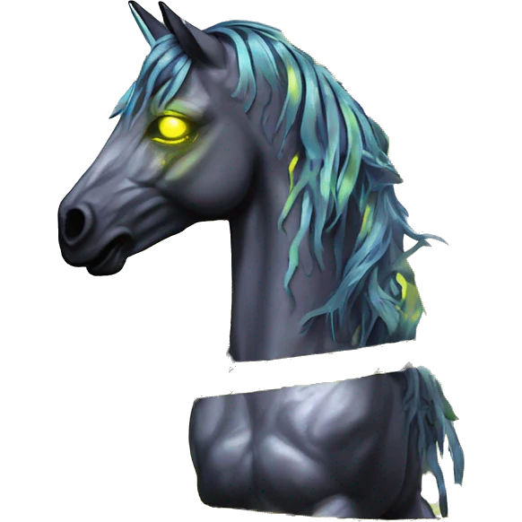 .Zombie_ Vaporwave black holographic oilslick zombie unicorn yellow caution tape graffiti Pegasus  emoji