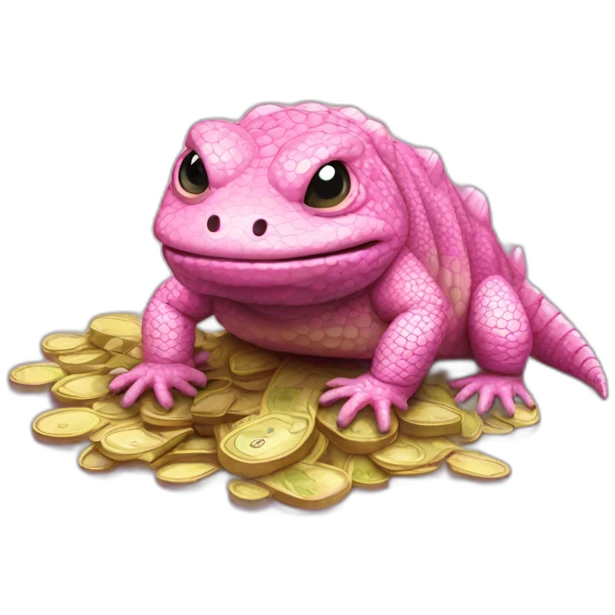 fat tegu lizard pink with money emoji
