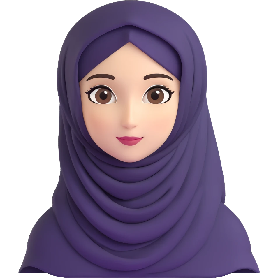 cute hijabi with white skin, brown eyes, flowy hijab emoji