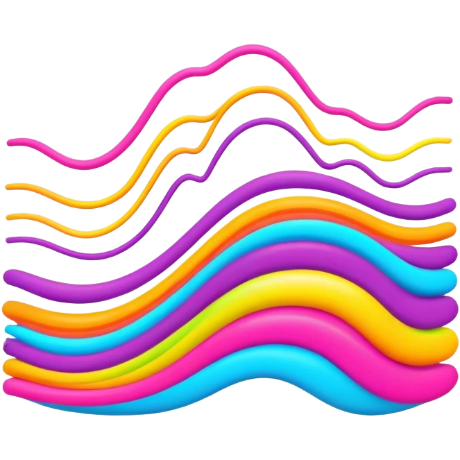 3D, psychedelic colored hippie style wavy line emoji