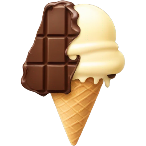 ice cream with a chocolate bar emoji