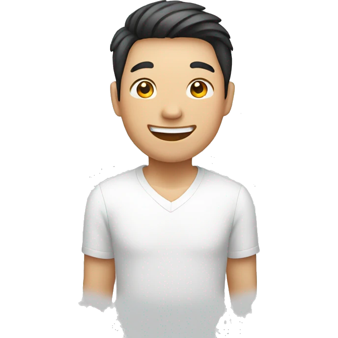 happy asian guy in white-shirt emoji
