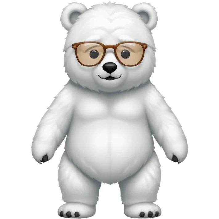 full body of polar bear wear glasses emoji