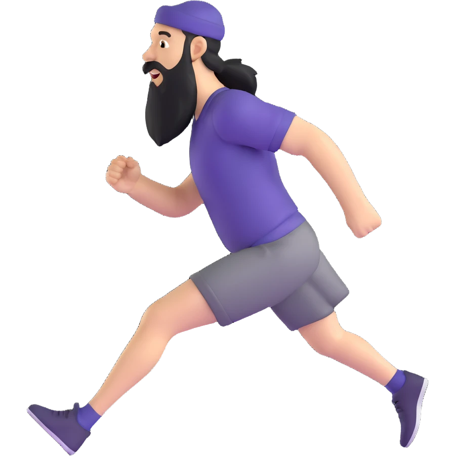 Running man with long beard emoji