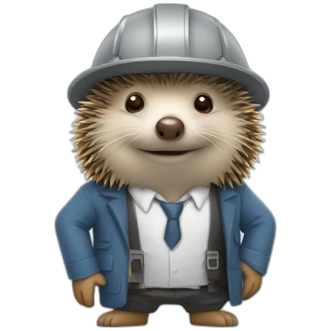 An architect-dressed hedgehog emoji