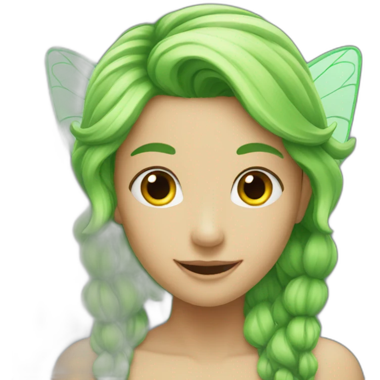 fairy with pick to green hair emoji