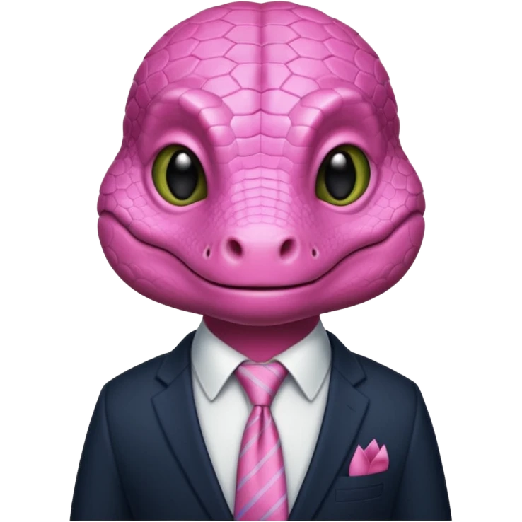 cute pinkreptile with tie & suit emoji