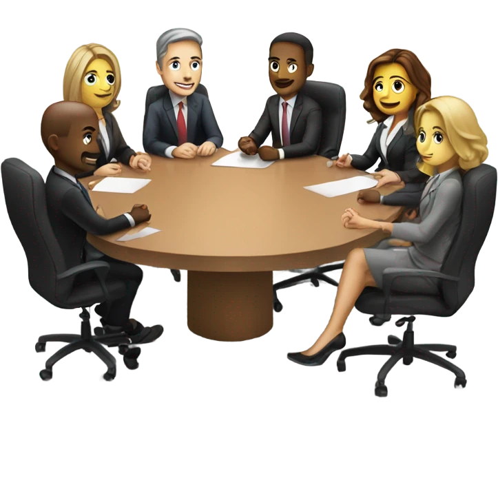 5 people business meeting sitting at a table emoji