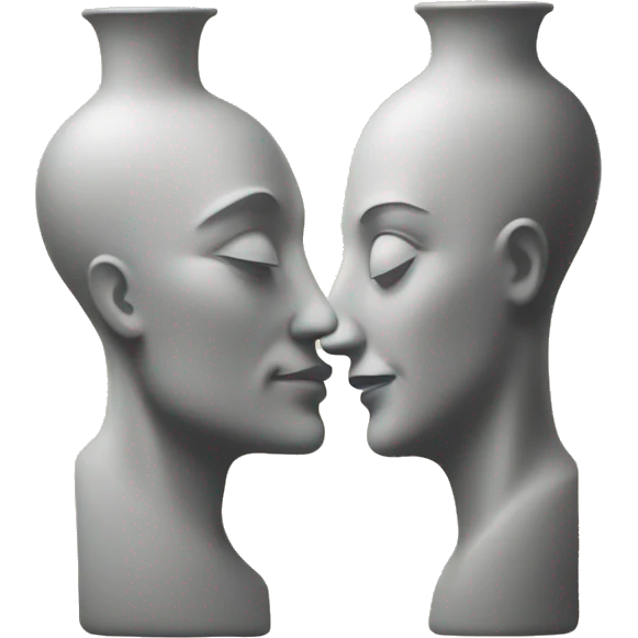 A Rubin's vase: Two faces in profile creating a vase in the space between them, a classic optical illusion. emoji