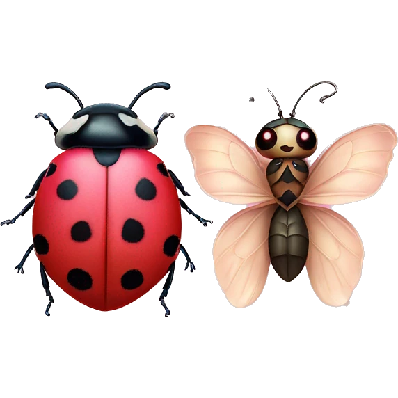 Lady bug and pink cute moth as best friends emoji
