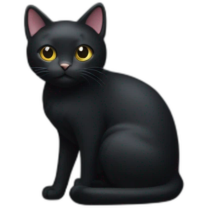 black cat with a withe spot on the breast emoji