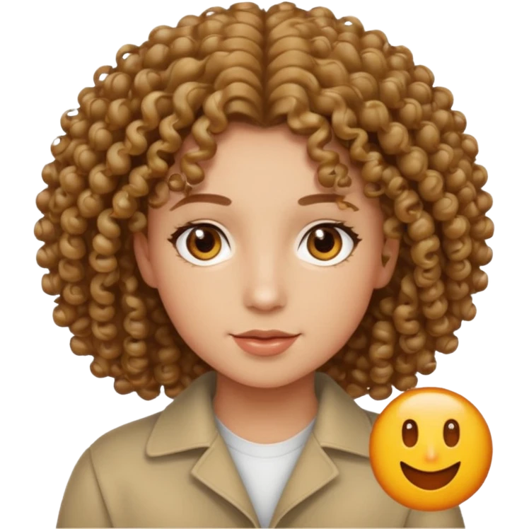 A curly hair with hazel eyes, light skin  emoji