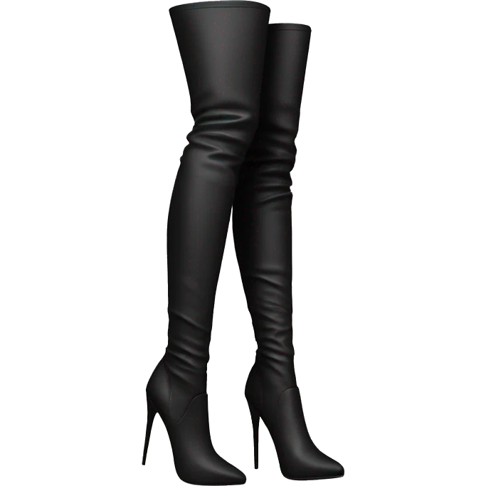 black smooth overknee boots with thin heels emoji